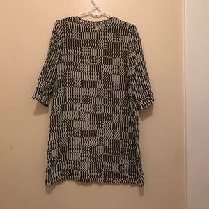 Green and white retro silk dress