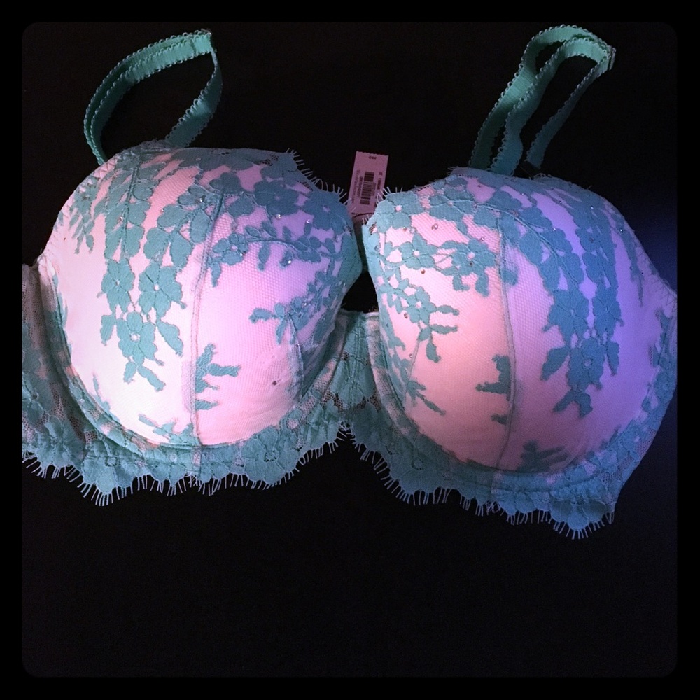NWT Victoria's  Secrets teal white bra