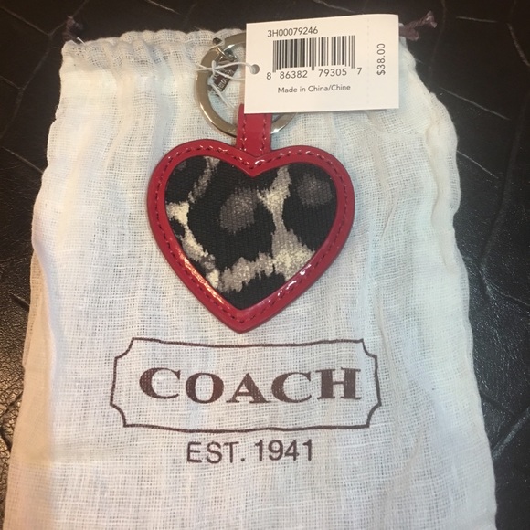 Authentic Coach Animal Print Mirrored Key Chain - Picture 1 of 2