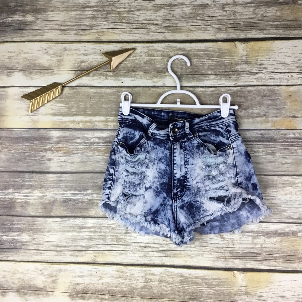 Redfox Jeans Acid Wash Distressed Cut Off Shorts M
