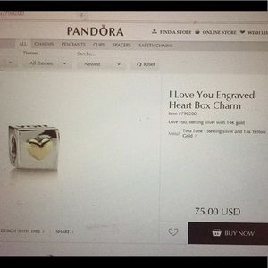 Pandora I love you engraved heart box charm