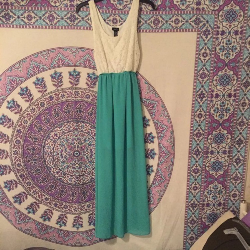 Long Teal Flowing Dress