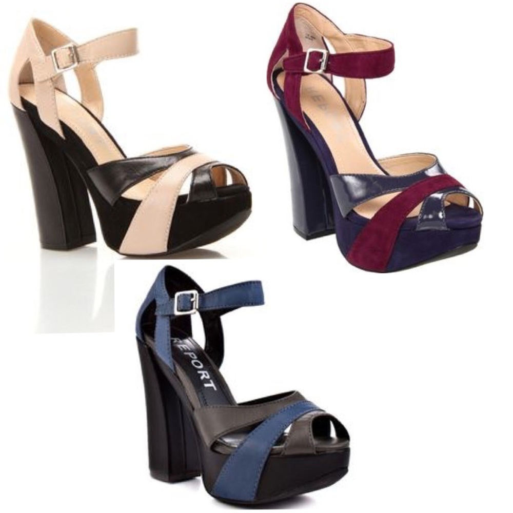 Report platform sandal 7.5 in 3 colors EUC