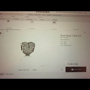 Pandora heart cubic zirconia charm