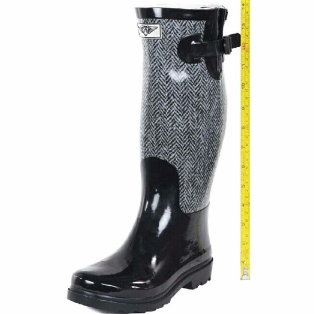 Women's Rain Boots, 14'' Rubber Jacket Design Wellies Rainboots - Picture 2 of 3