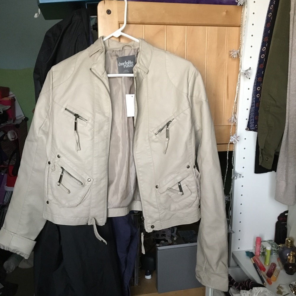 Nude leather jacket from Charlotte Russe