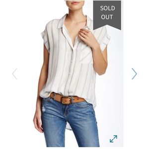 Short sleeve stripe button down shirt