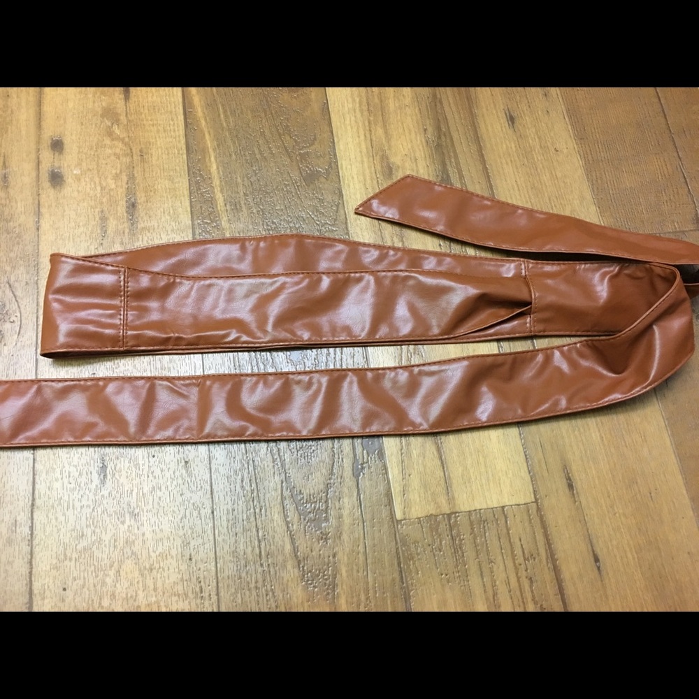 XL pleather camel colored obi belt