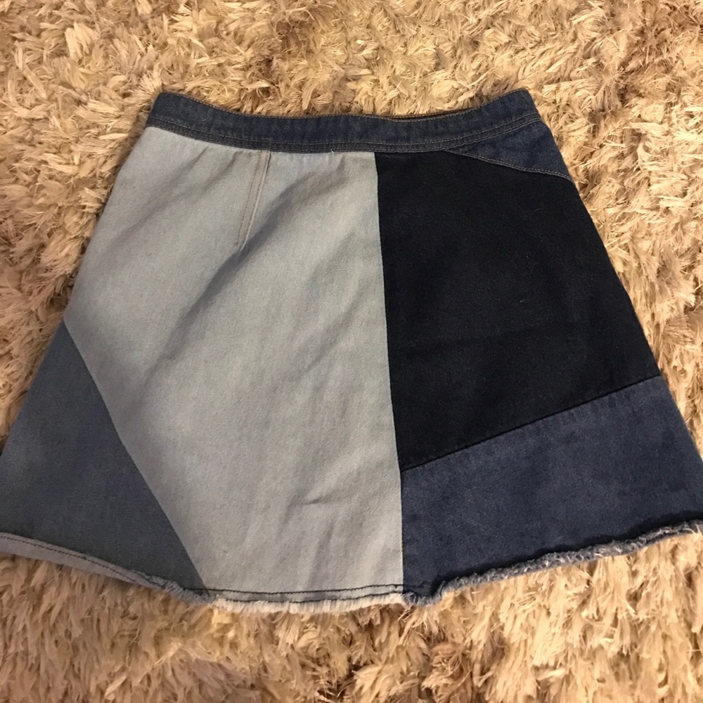 Patched Jean Skirt