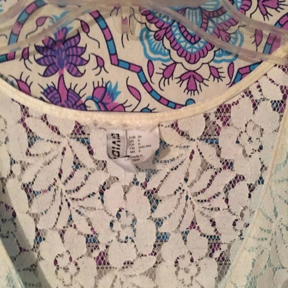 Short White and Mint Lace Dress - Picture 3 of 4