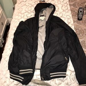 Black wind breaker zip up hoodie