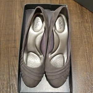 Grey comfy low heels