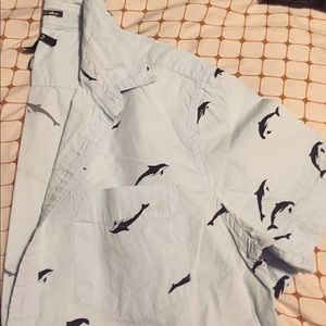 21 mens Dolphins button down short sleeve