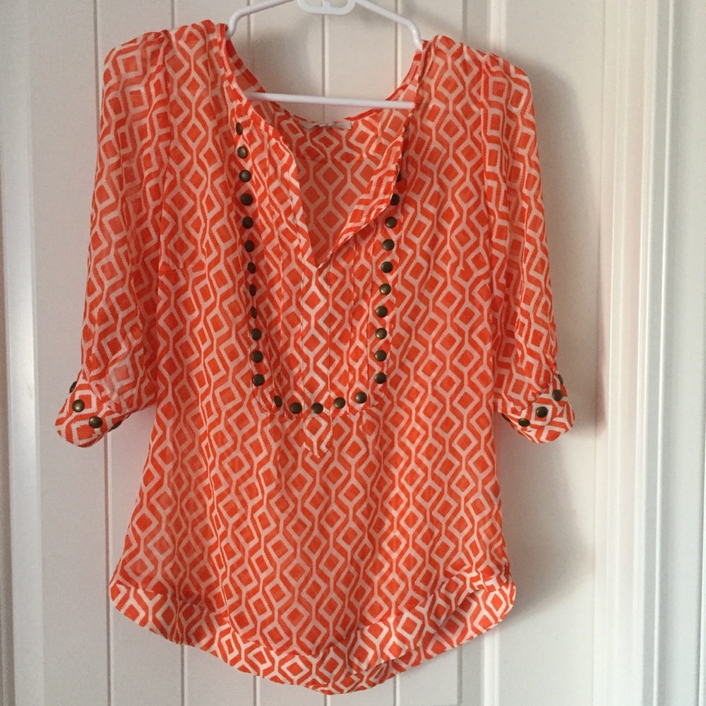 Geometric 3/4 Length Blouse