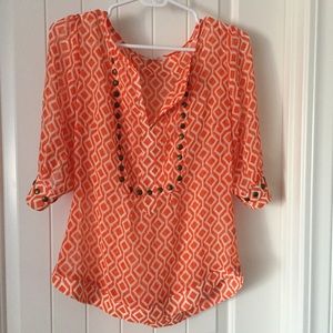 Geometric 3/4 Length Blouse