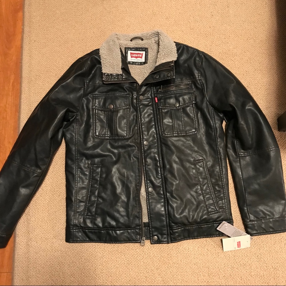 Levis leather and sherpa jacket
