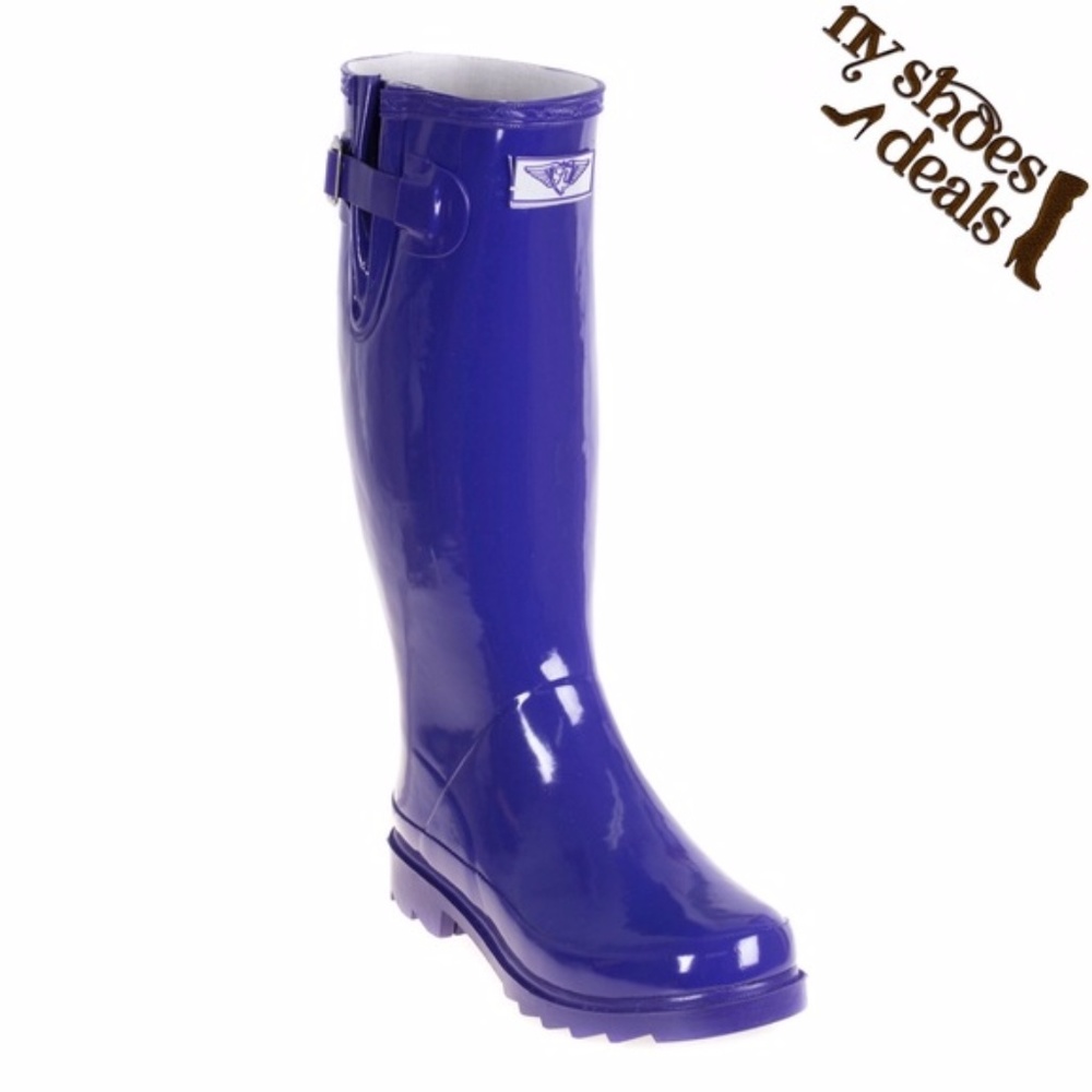Women's Purple Rubber Rain Boots 14" RB-3106 - Picture 1 of 3
