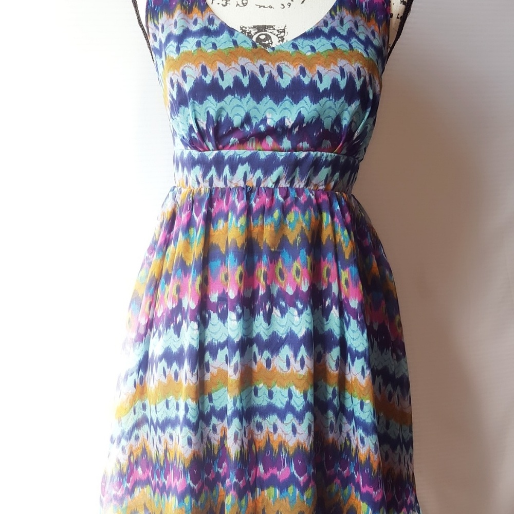 Rachael & Chloe Peacock Dress w/ Zigzag Back