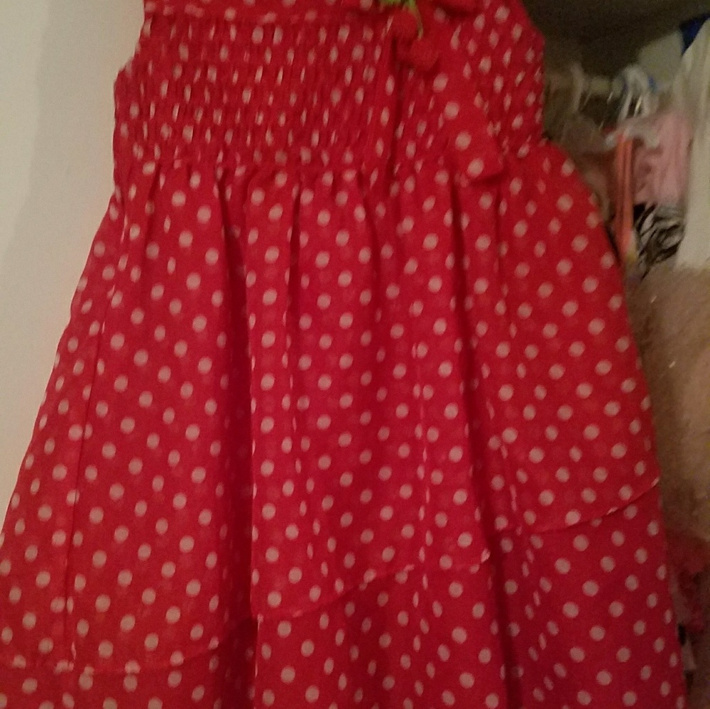 Red and white polka dot dress