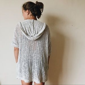 Ecote cream crotchet, hooded sweater.