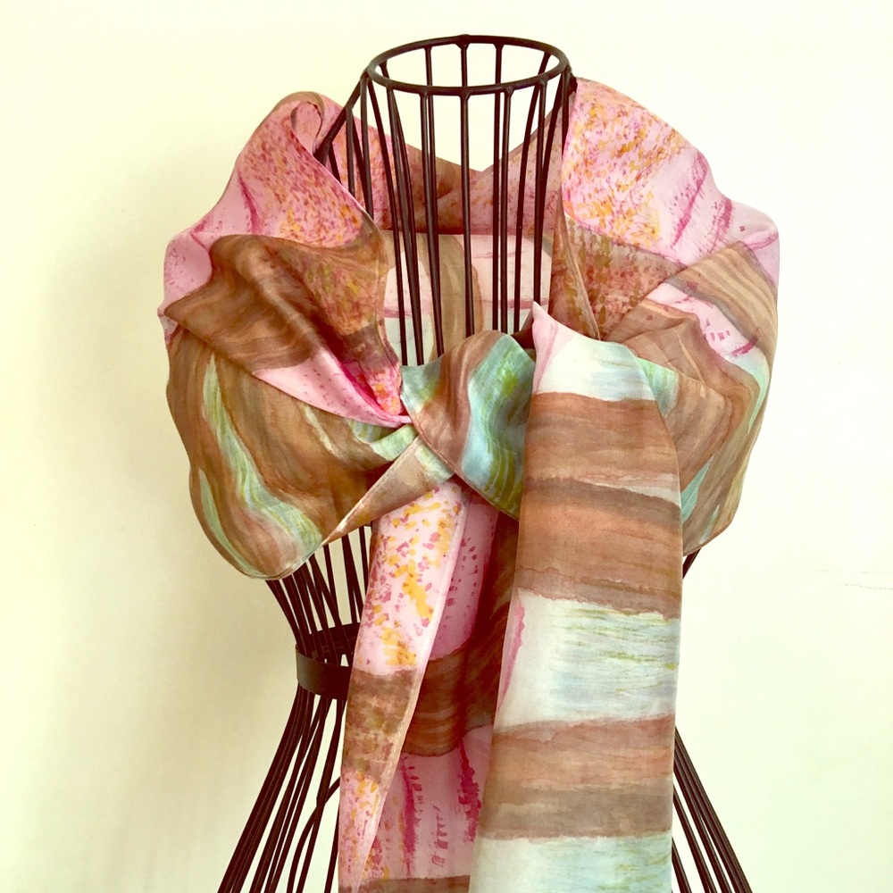 Silk scarf hand painted 100% real silk