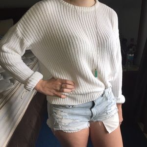 American Apparel White "Fisherman" Sweater