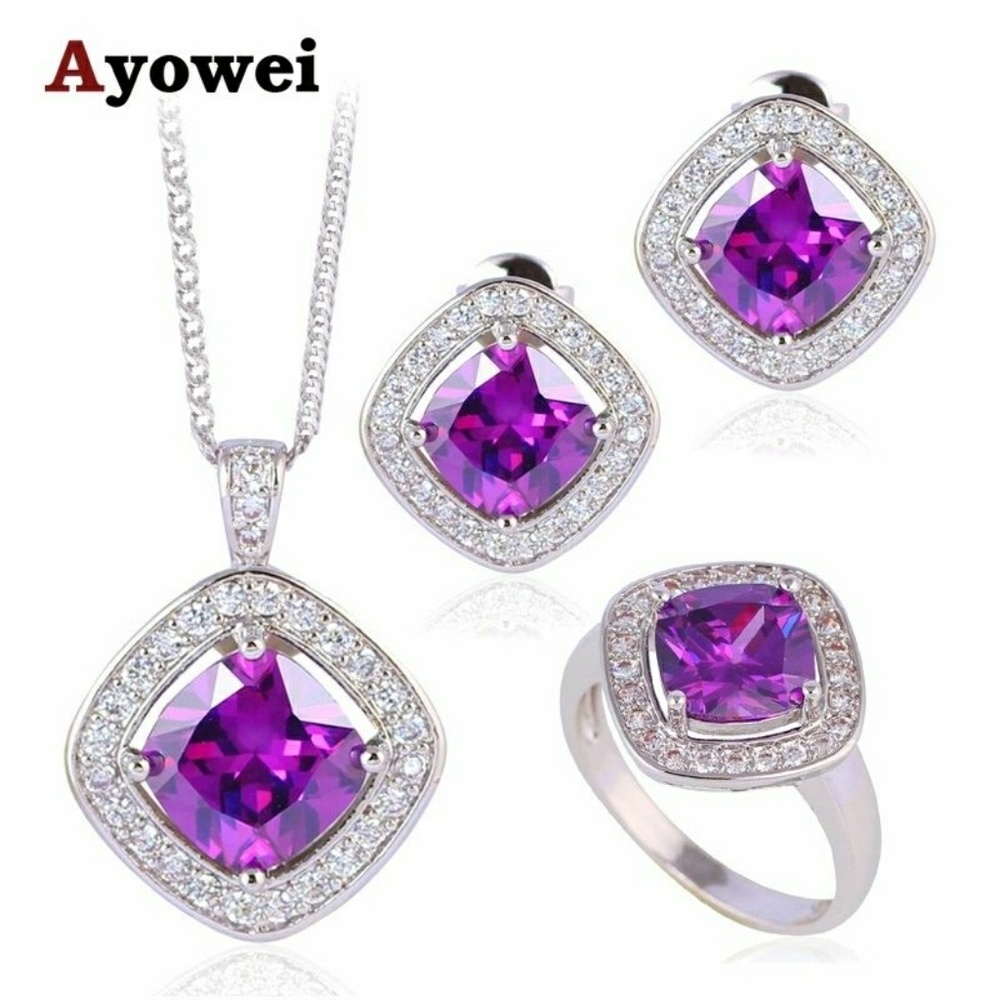 Sterling silver set square rhineston