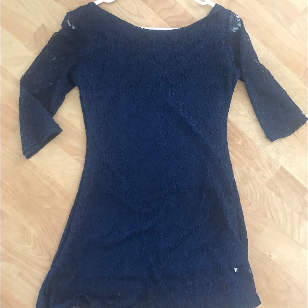 Lace Navy 3/4 Sleeve dress