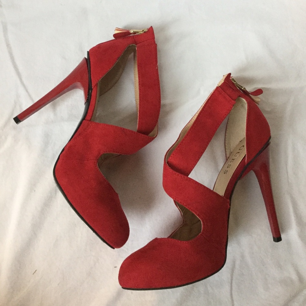 Guess Red "Ramba" Criss-Cross Pump Heels