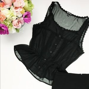 3/$15 LILY WHITE, black sheer camisole top