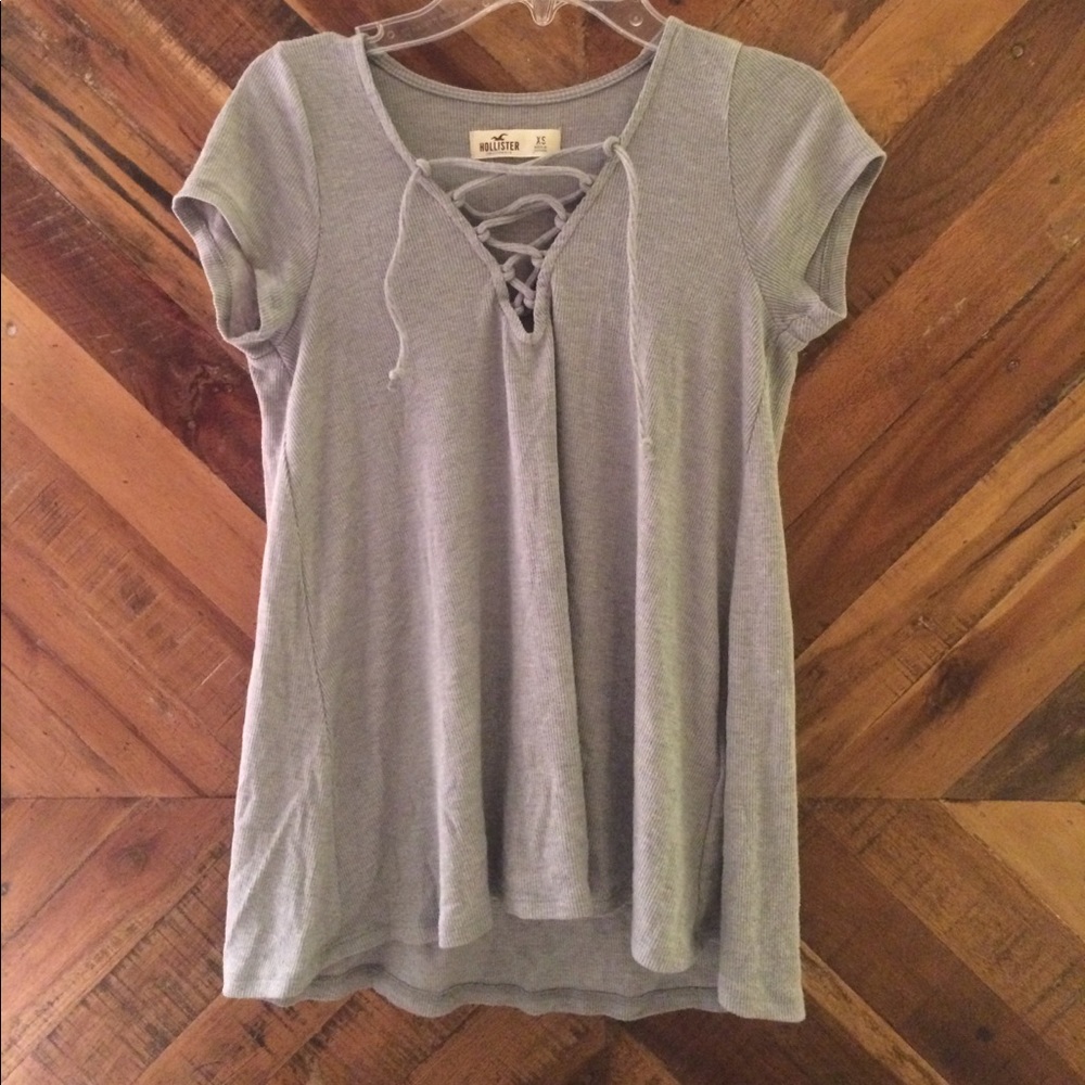 Lace Up Shirt Grey