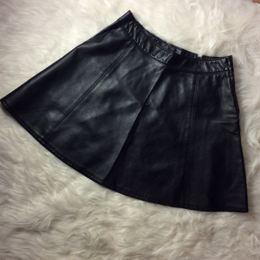 H&M faux leather mini skater skirt