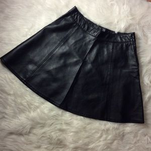 H&M faux leather mini skater skirt