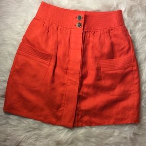 J. Crew orange hidden button down skirt sz 0