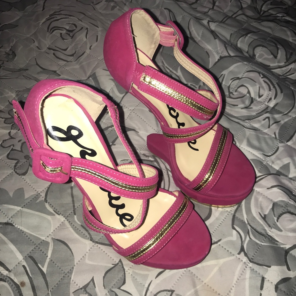 Pink & Gold Heeless Heels