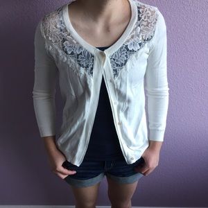 Fate Long Sleeve White Lace Cardigan
