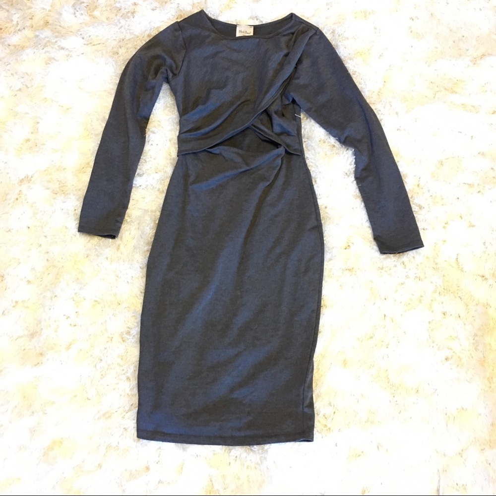 Grey fitted midi dress