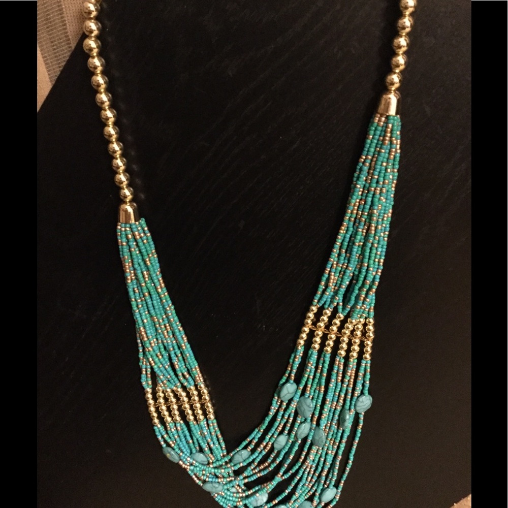 Green and Gold multi-level Necklace