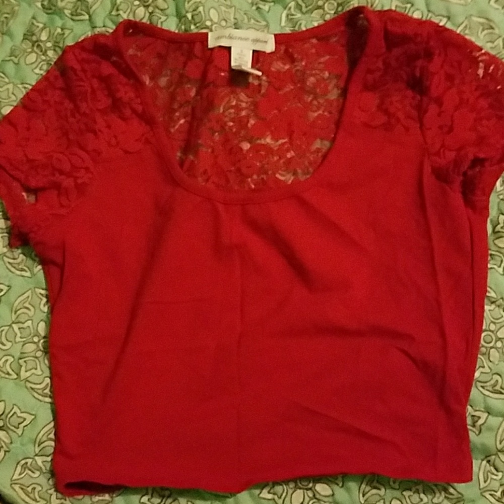 Red lace crop top