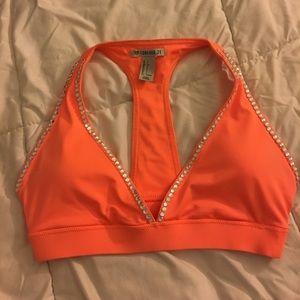 Bedazzled Forever 21 Coral Sports Bra