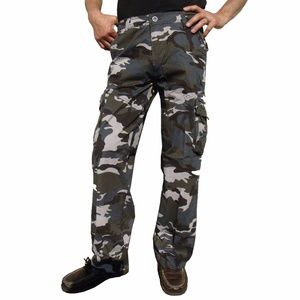 Mens Military Grey Camouflage Cargo Pant 27C3-RGY