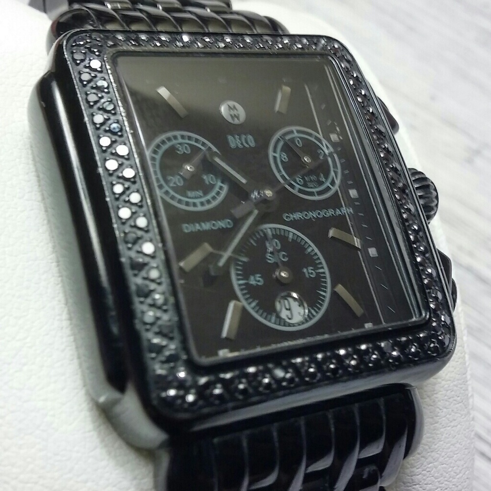 Michele Women's Deco Noir Diamond Watch