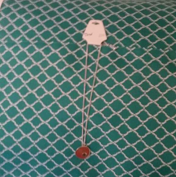 Amber pendant on silver tone necklace.  NWT - Picture 2 of 4