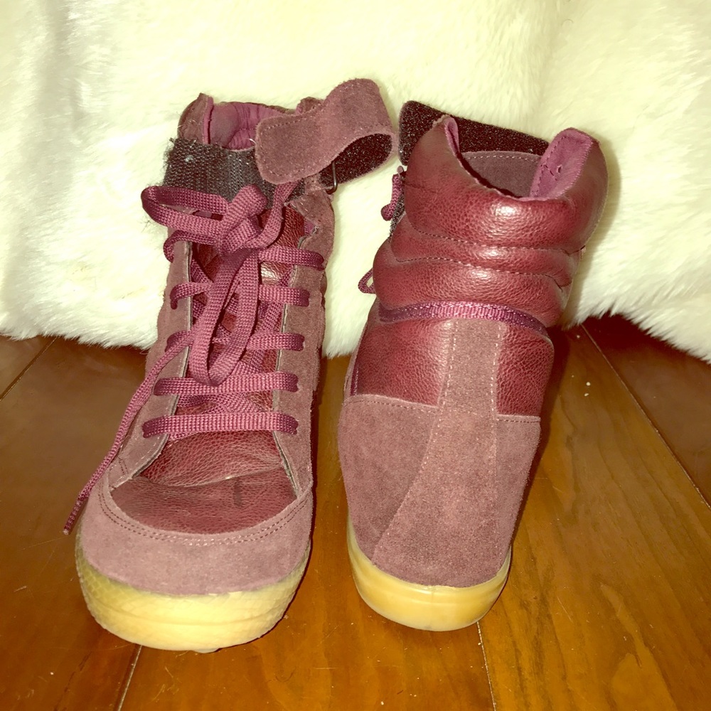Burgundy high top wedge
