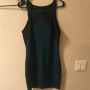 Fun sexy classy teal mini w/blk lace detail