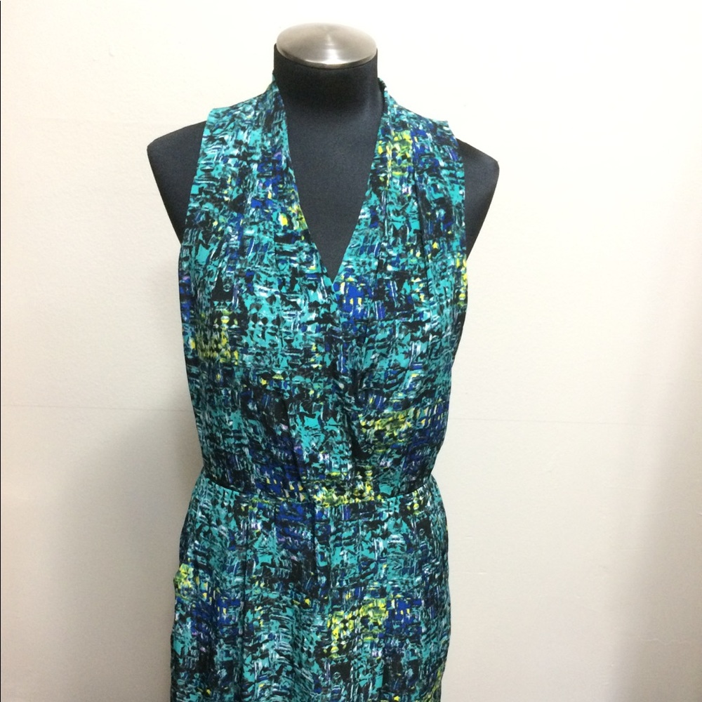 Greylin blue green patterned sleeveless dress
