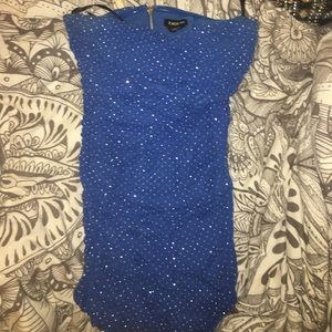 blue short tight fitting dress