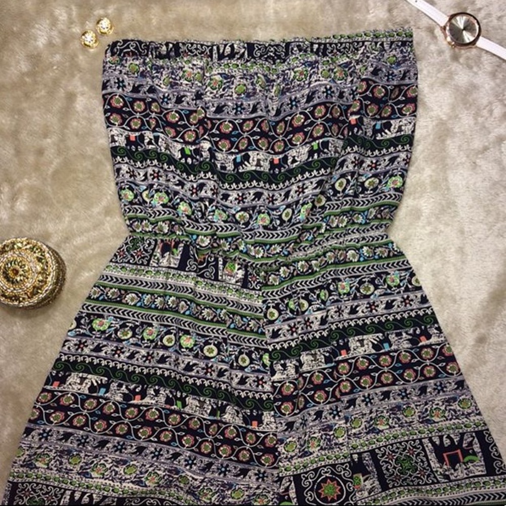 Printed Strapless Romper