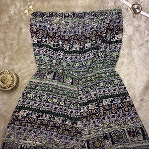 Printed Strapless Romper