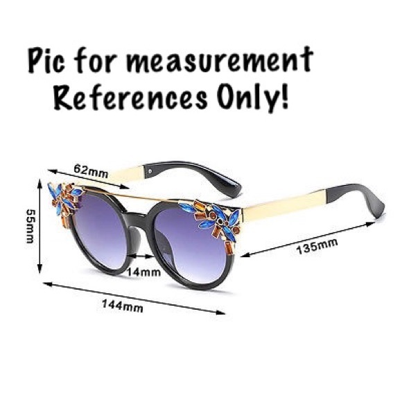 🆕Vintage Overszd Round Sunnies/Crystals+Browbar - Picture 5 of 5